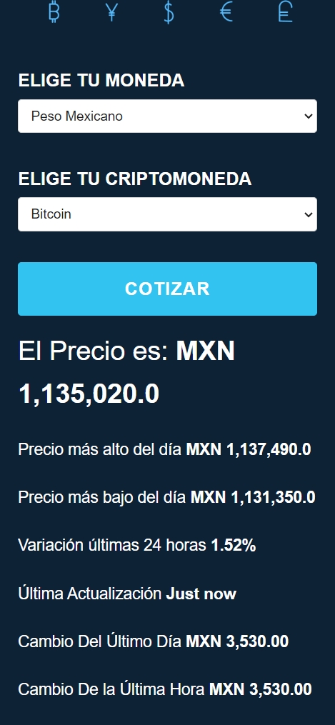 Cotizador de Criptomonedas